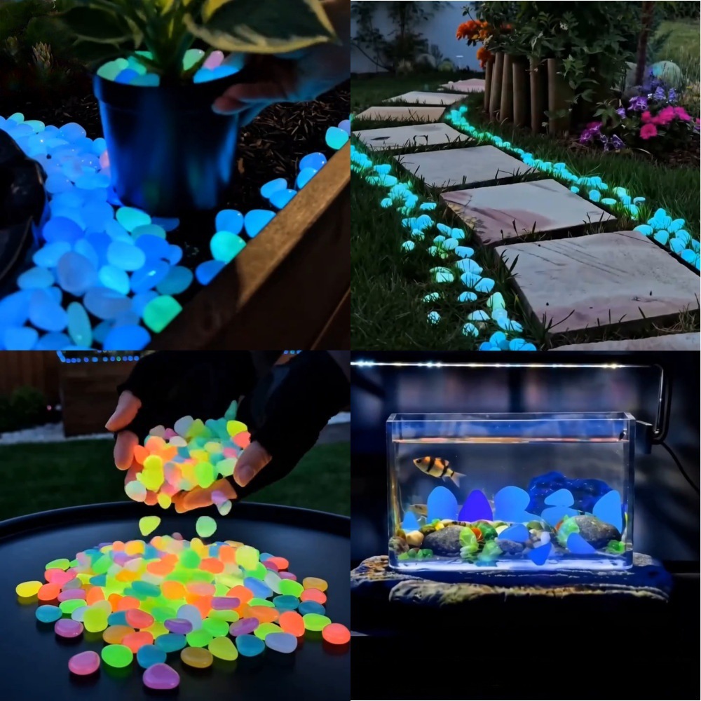 Aquarium For Planted Tank - Kolorowe, świecące w ciemności kamienie dekoracyjne
