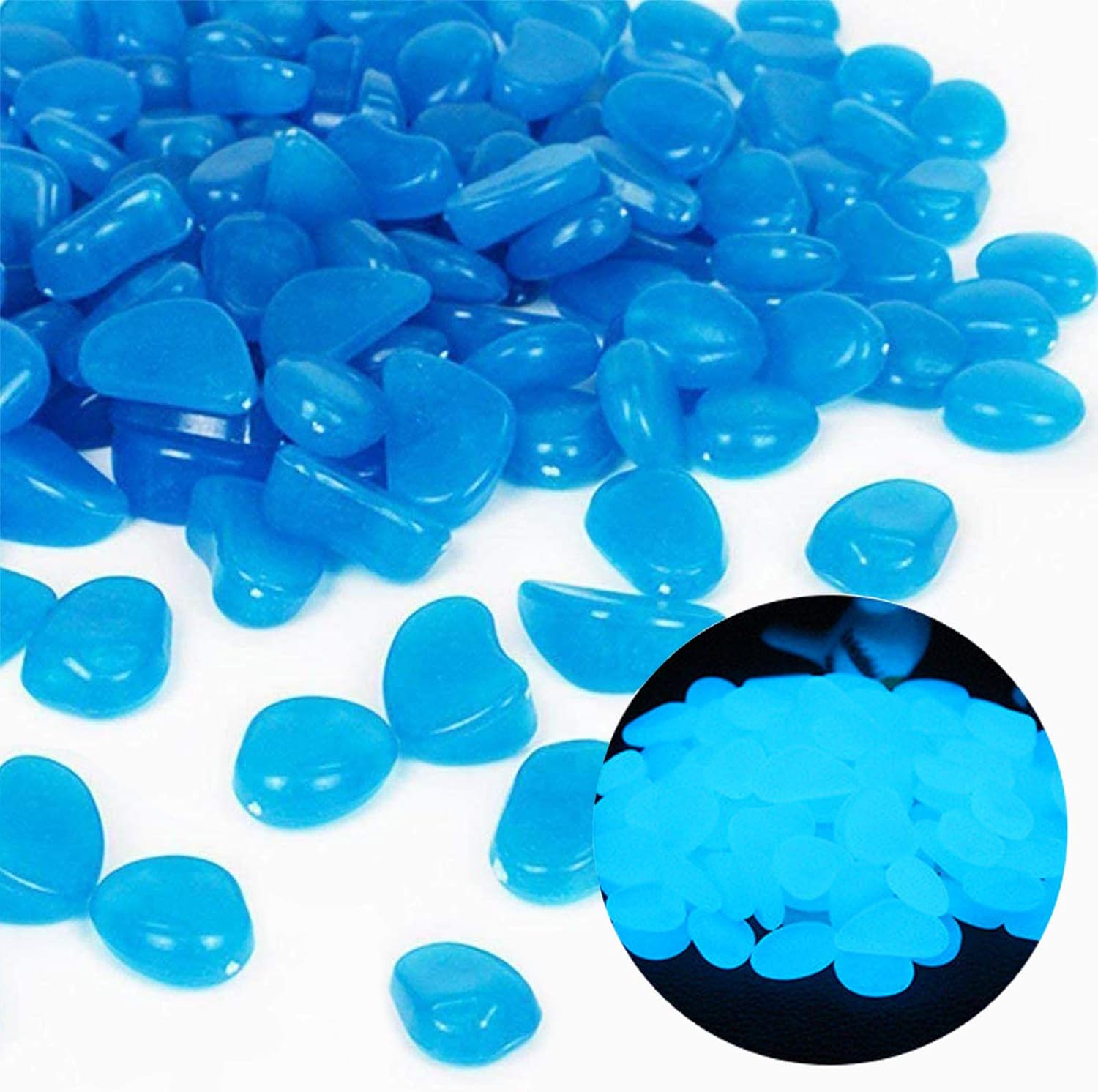 Aquarium For Planted Tank - Fish Tank Rocks Glow Blue Pebbles